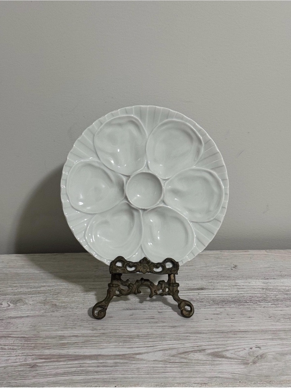 Vintage Set of 2 White French Pillivuyt Oyster Plates